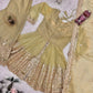 Heavy Two Tone Fendy Satin Silk Embroidered Gown with Sharara & Dupatta – Designer Ethnic Wear