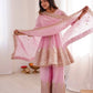 Heavy Two Tone Fendy Satin Silk Embroidered Gown with Sharara & Dupatta – Designer Ethnic Wear