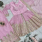 Heavy Two Tone Fendy Satin Silk Embroidered Gown with Sharara & Dupatta – Designer Ethnic Wear