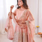 Heavy Two Tone Fendy Satin Silk Embroidered Gown with Sharara & Dupatta – Designer Ethnic Wear