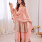 Heavy Two Tone Fendy Satin Silk Embroidered Gown with Sharara & Dupatta – Designer Ethnic Wear