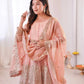 Heavy Two Tone Fendy Satin Silk Embroidered Gown with Sharara & Dupatta – Designer Ethnic Wear