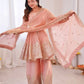 Heavy Two Tone Fendy Satin Silk Embroidered Gown with Sharara & Dupatta – Designer Ethnic Wear