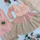 Heavy Two Tone Fendy Satin Silk Embroidered Gown with Sharara & Dupatta – Designer Ethnic Wear