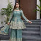 Heavy Two Tone Fendy Satin Silk Embroidered Gown with Sharara & Dupatta – Designer Ethnic Wear