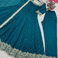 Heavy Vichitra Silk Embroidered Anarkali Gown with Palazzo & Dupatta – Festive Ethnic Wear