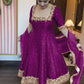 Heavy Vichitra Silk Embroidered Anarkali Gown with Palazzo & Dupatta – Festive Ethnic Wear