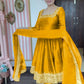 Heavy Vichitra Silk Embroidered Anarkali Gown with Palazzo & Dupatta – Festive Ethnic Wear