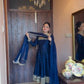 Heavy Vichitra Silk Embroidered Anarkali Gown with Palazzo & Dupatta – Festive Ethnic Wear