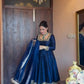 Heavy Vichitra Silk Embroidered Anarkali Gown with Palazzo & Dupatta – Festive Ethnic Wear