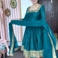 Heavy Vichitra Silk Embroidered Anarkali Gown with Palazzo & Dupatta – Festive Ethnic Wear