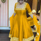 Heavy Vichitra Silk Embroidered Anarkali Gown with Palazzo & Dupatta – Festive Ethnic Wear