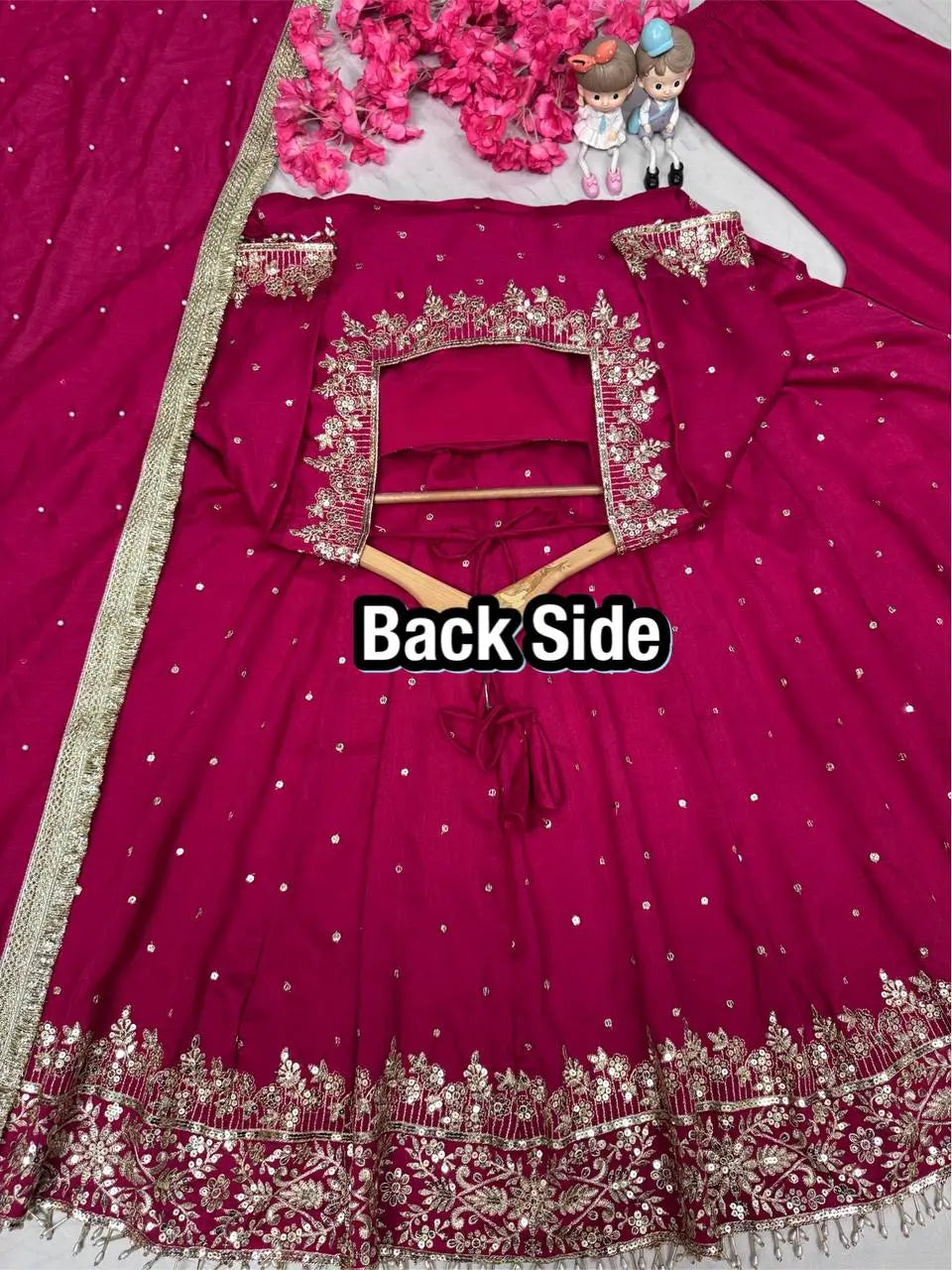 Heavy Vichitra Silk Embroidered Anarkali Gown with Palazzo & Dupatta – Festive Ethnic Wear