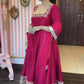 Heavy Vichitra Silk Embroidered Anarkali Gown with Palazzo & Dupatta – Festive Ethnic Wear