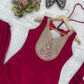 Magenta Mirror Work Palazzo Set