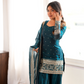 Purple Crinkle Silk Kurta Bell Bottom Set