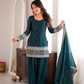 Purple Crinkle Silk Kurta Bell Bottom Set