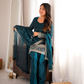 Purple Crinkle Silk Kurta Bell Bottom Set