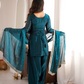 Purple Crinkle Silk Kurta Bell Bottom Set