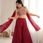 Maroon Embroidered Crop Palazzo