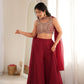 Maroon Embroidered Crop Palazzo