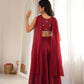 Maroon Embroidered Crop Palazzo