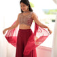 Maroon Embroidered Crop Palazzo
