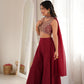 Maroon Embroidered Crop Palazzo