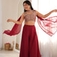 Maroon Embroidered Crop Palazzo