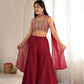 Maroon Embroidered Crop Palazzo