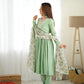 Roman Silk Chanderi Nyra Cut Kurta Set with Organza Floral Dupatta