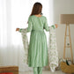 Roman Silk Chanderi Nyra Cut Kurta Set with Organza Floral Dupatta