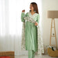 Roman Silk Chanderi Nyra Cut Kurta Set with Organza Floral Dupatta