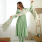 Roman Silk Chanderi Nyra Cut Kurta Set with Organza Floral Dupatta