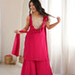 Magenta Mirror Work Palazzo Set