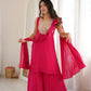 Magenta Mirror Work Palazzo Set