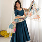 Teal Pearl Yoke Anarkali Gown