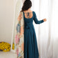 Teal Pearl Yoke Anarkali Gown
