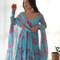Fox Georgette Floral Anarkali Set with Three-Layer Flair and Lace Dupatta