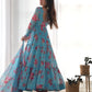 Fox Georgette Floral Anarkali Set with Three-Layer Flair and Lace Dupatta