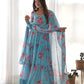 Fox Georgette Floral Anarkali Set with Three-Layer Flair and Lace Dupatta