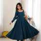 Teal Pearl Yoke Anarkali Gown