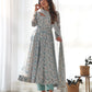 Floral Chiffon Anarkali Set with Triangle Lace Dupatta