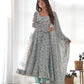 Floral Chiffon Anarkali Set with Triangle Lace Dupatta