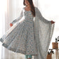 Floral Chiffon Anarkali Set with Triangle Lace Dupatta
