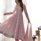 Floral Chiffon Anarkali Set with Triangle Lace Dupatta