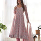 Floral Chiffon Anarkali Set with Triangle Lace Dupatta