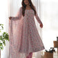 Floral Chiffon Anarkali Set with Triangle Lace Dupatta