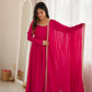 Maroon Mirror-Work Anarkali Gown