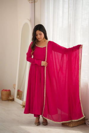 Maroon Mirror-Work Anarkali Gown